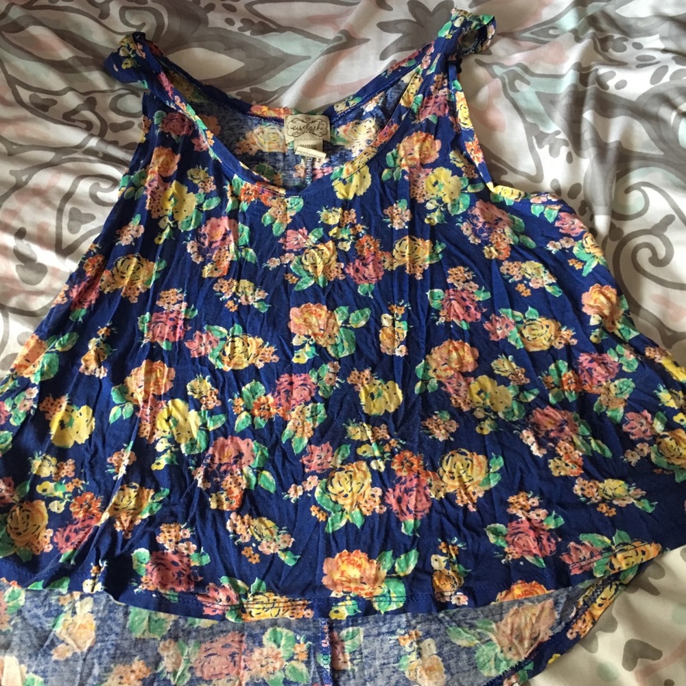 L blue fl real tank top